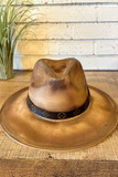 One-Of-A-Kind Hand Distressed Western Hat | Designer Gold