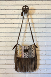 Upcycled Fringe Gypsy Bag | Multi Aztec Embossed