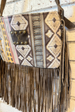 Upcycled Fringe Gypsy Bag | Multi Aztec Embossed
