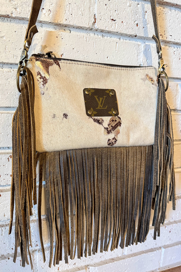 Upcycled Fringe Gypsy Bag  Cream Snake Small #2 – Southern Routes