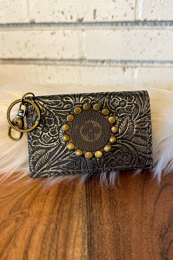Upcycled Gypsy Card Holder Key Ring  Snake+Black Hide #2 – Southern Routes