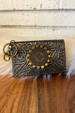 Upcycled Gypsy Card Holder Key Ring | Metallic Embossed