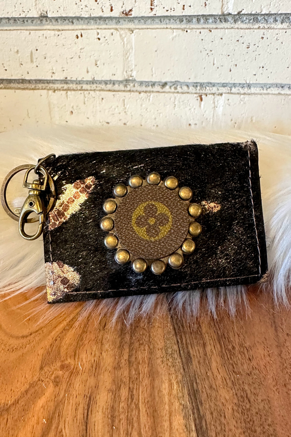 Upcycled Gypsy Card Holder Key Ring  Snake+Black Hide #2 – Southern Routes