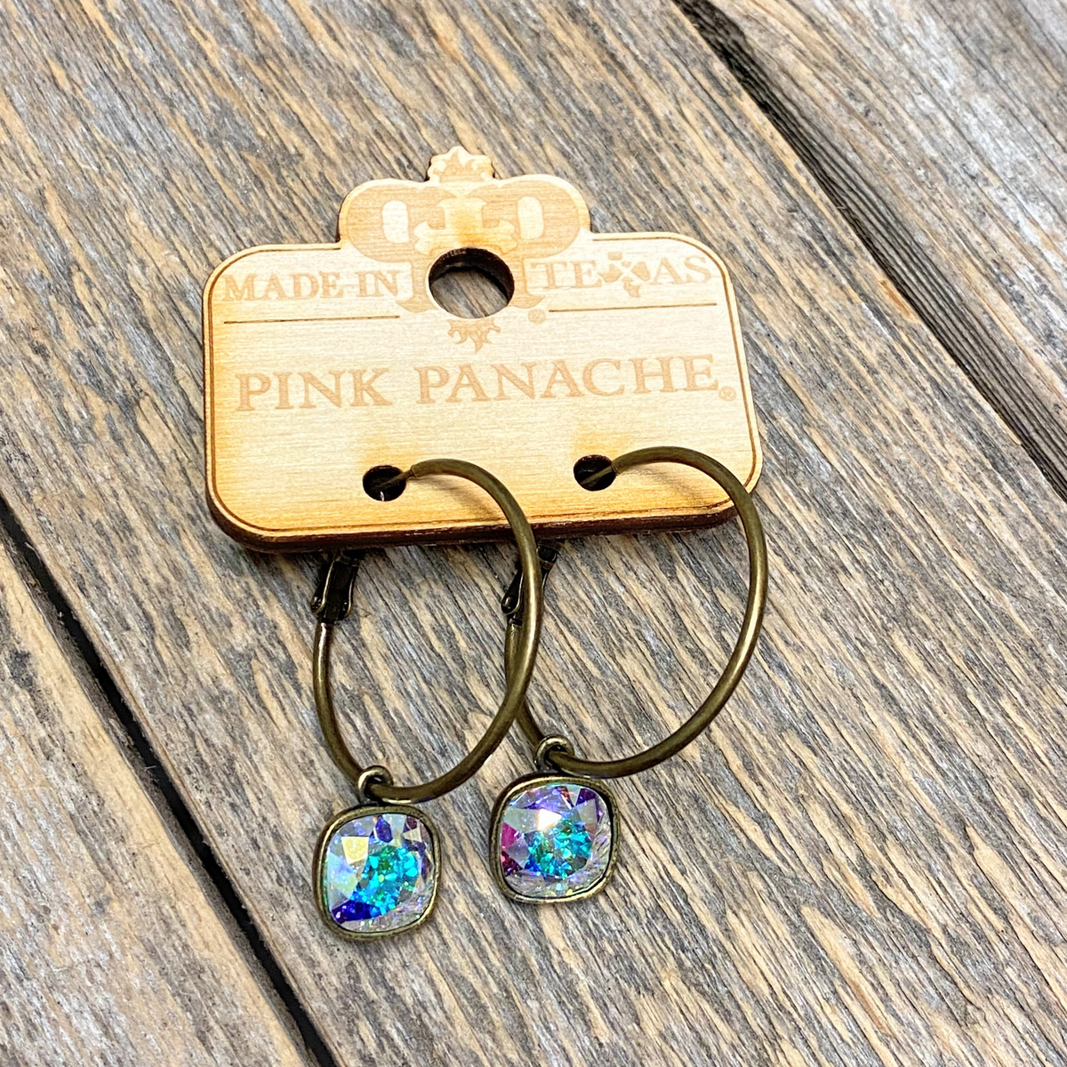 AB Crystal | Bronze | Small Hoops | Pink Panache