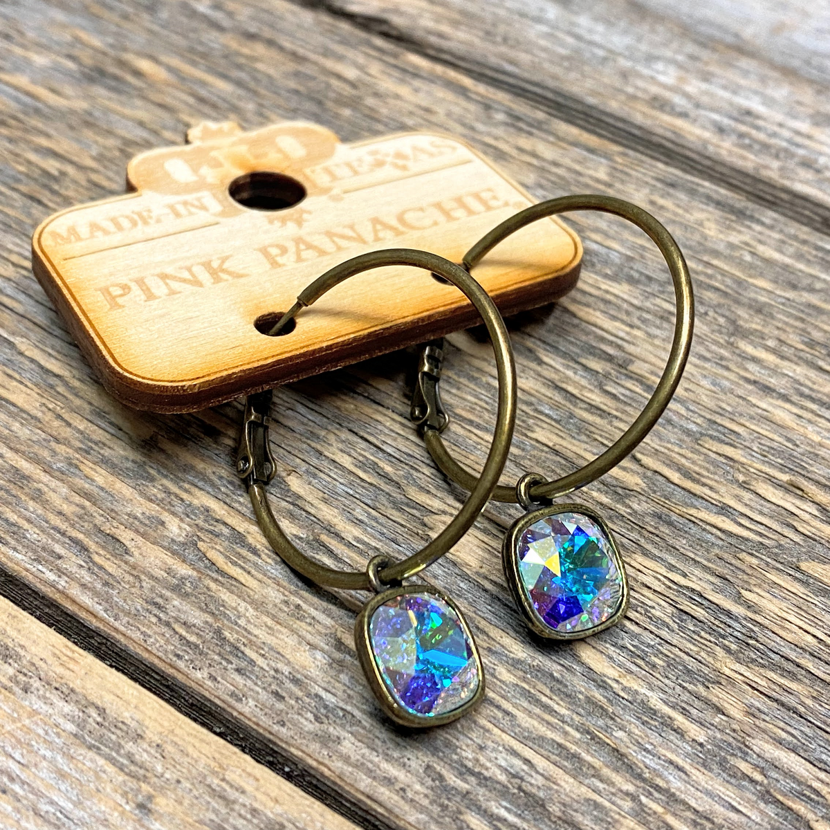 AB Crystal | Bronze | Small Hoops | Pink Panache