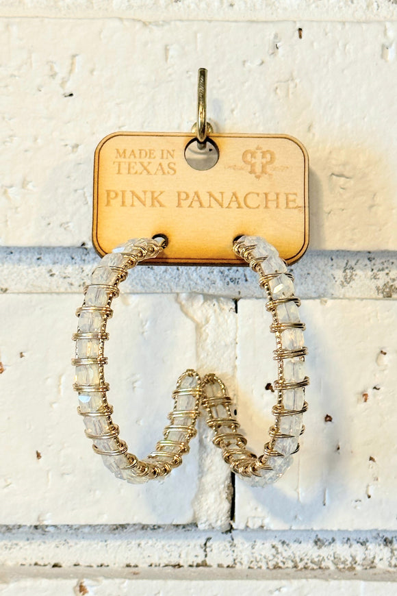 Stone Hoop Earrings | Cloud | Pink Panache
