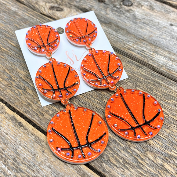Basketball Trio | Acrylic Large Statement Earrings