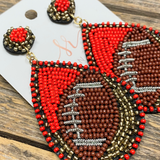 Football | Seed Bead Red+Black Earrings