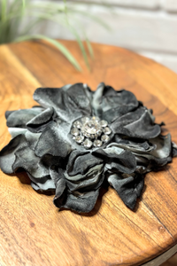 Vintage Velvet Flower Hat Pin | Black