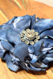 Vintage Velvet Flower Hat Pin | Navy