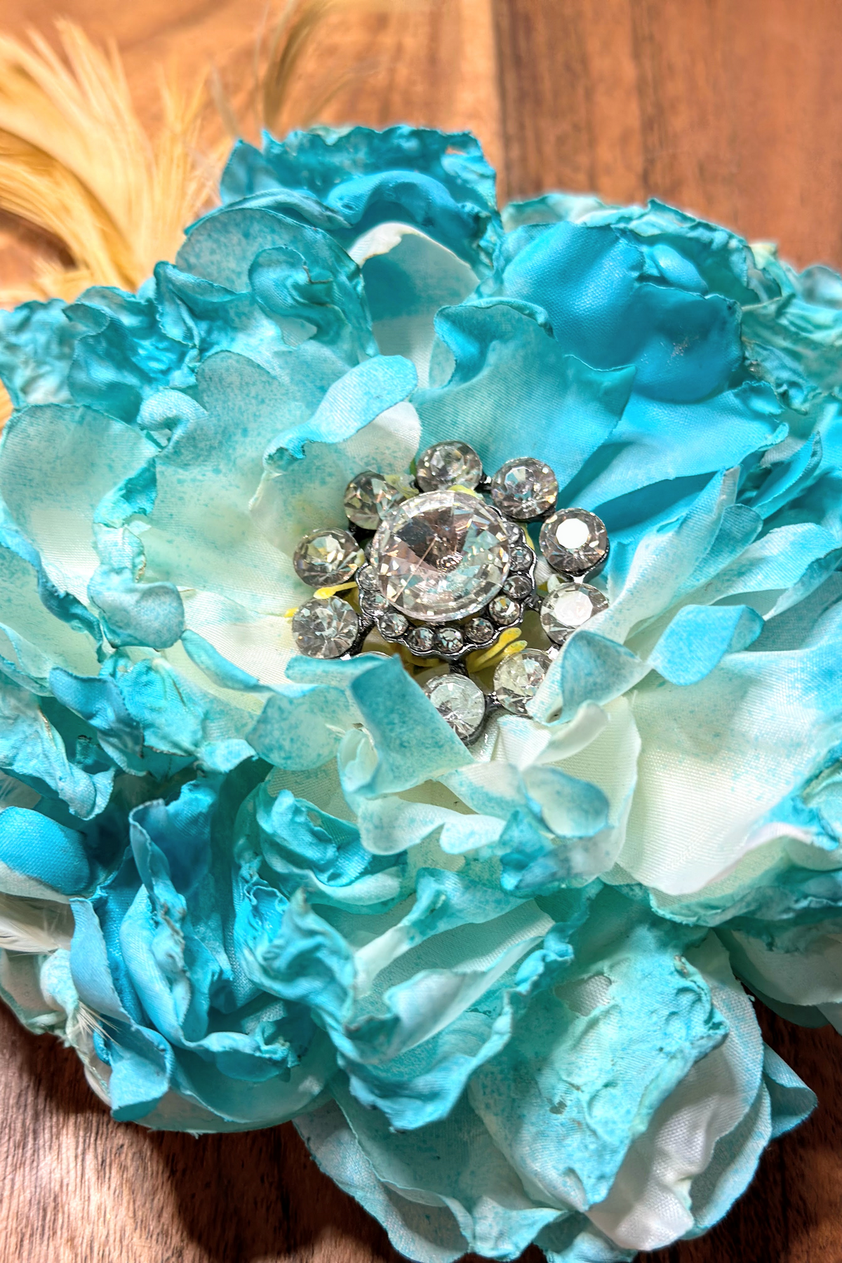 Vintage Silk Flower Hat Pin | Turquoise