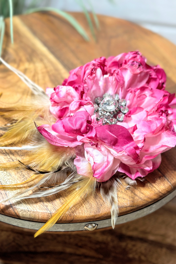 Vintage Silk Flower Hat Pin | Fuchsia Pink