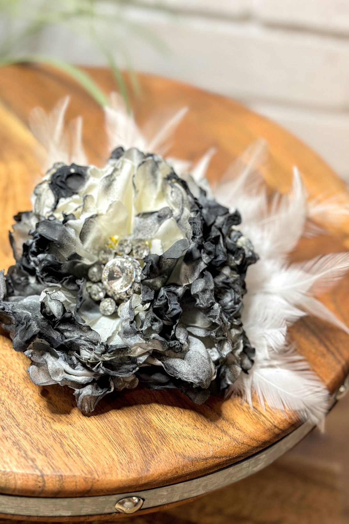 Vintage Silk Flower Hat Pin | Black