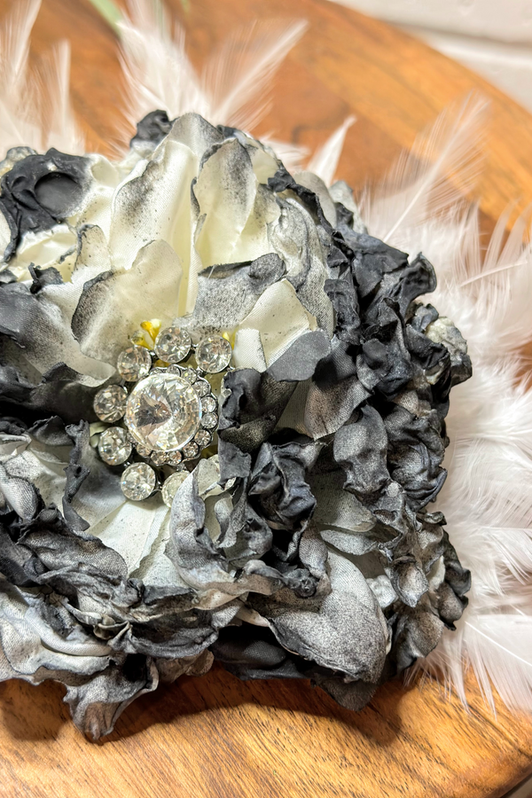 Vintage Silk Flower Hat Pin | Black