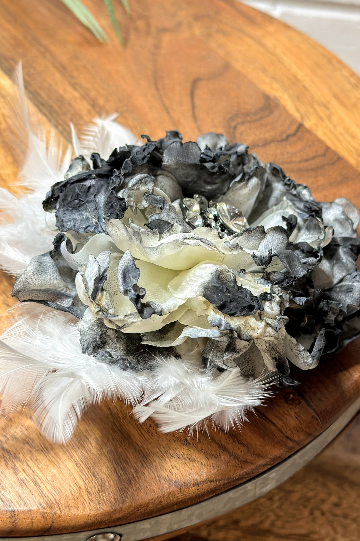 Vintage Silk Flower Hat Pin | Black