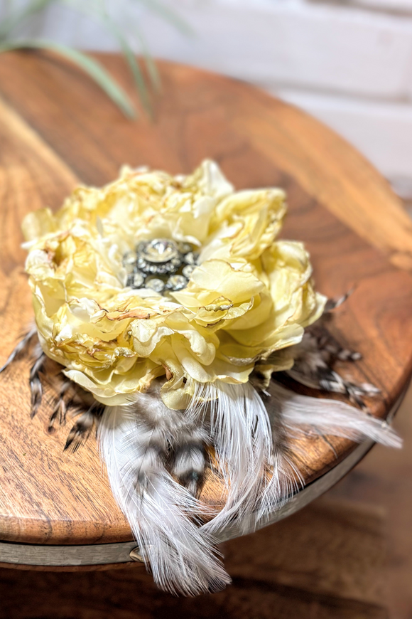 Vintage Silk Flower Hat Pin | Yellow