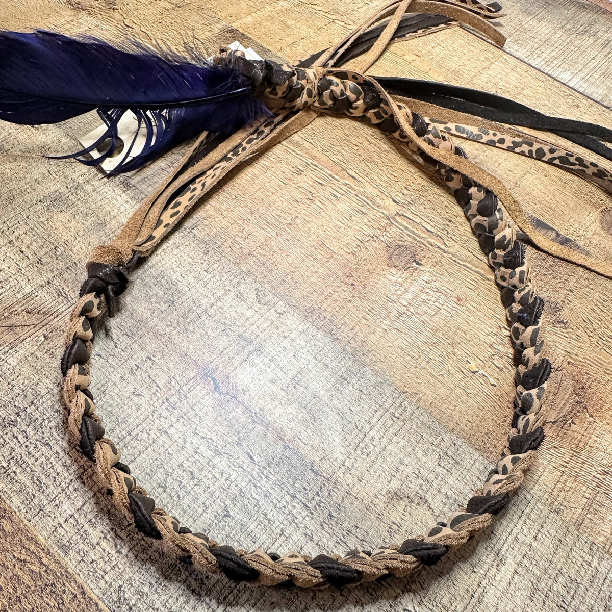 Leather Braided Hat Bands + Feather | Various Colors