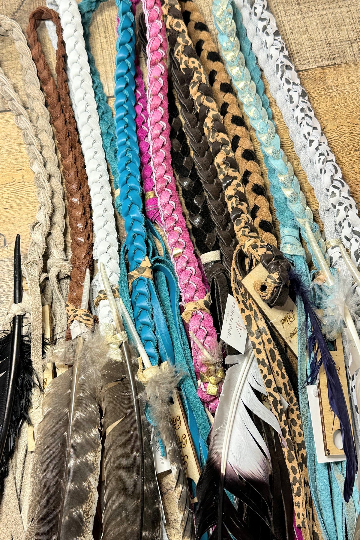 Leather Braided Hat Bands + Feather | Various Colors