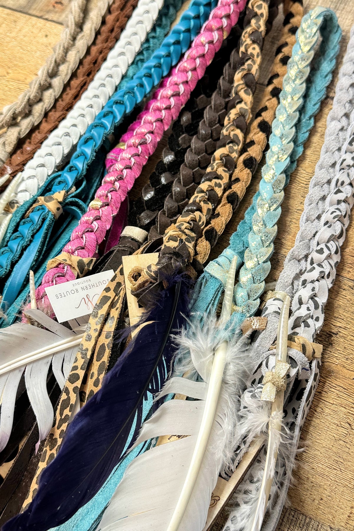 Leather Braided Hat Bands + Feather | Various Colors