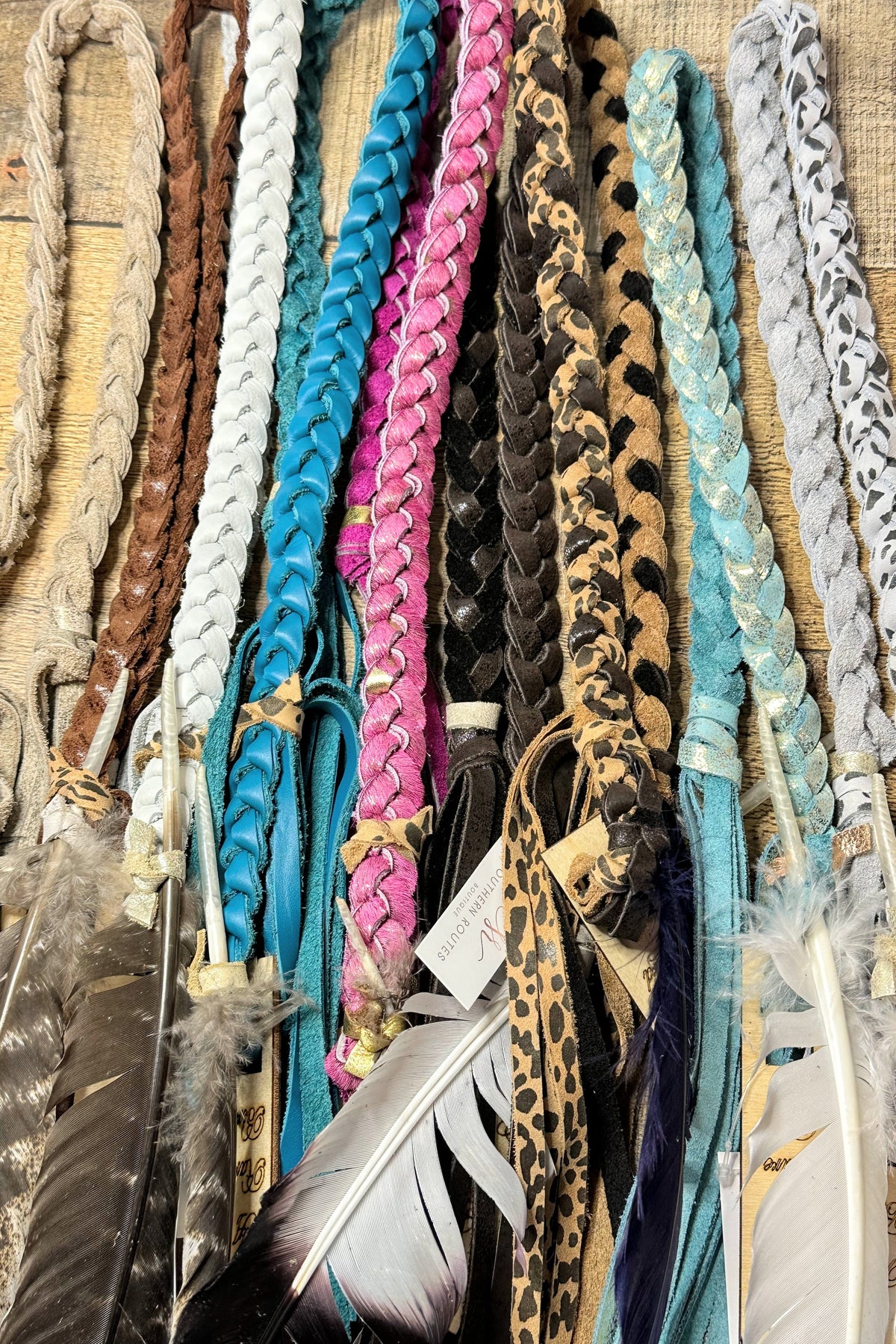 Leather Braided Hat Bands + Feather | Various Colors