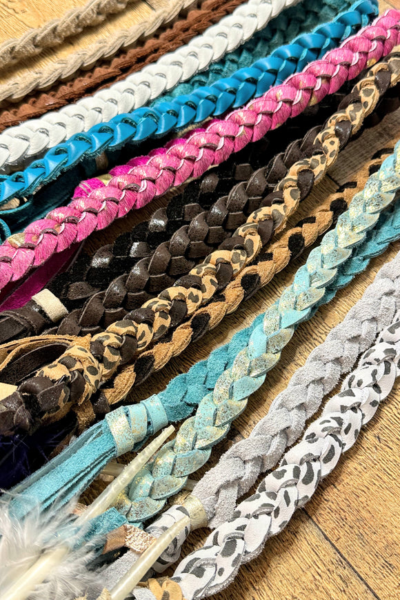 Leather Braided Hat Bands + Feather | Various Colors