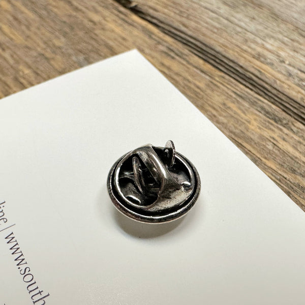 Turquoise+Worn Silver Hat Pin #05