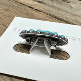 Turquoise+Worn Silver Hat Pin #01