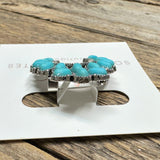 Turquoise+Worn Silver Hat Pin #02
