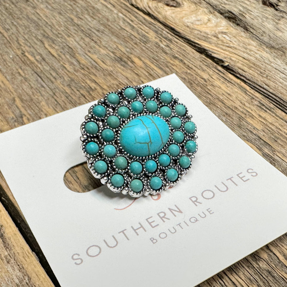 Turquoise+Worn Silver Hat Pin #07