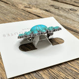 Turquoise+Worn Silver Hat Pin #07