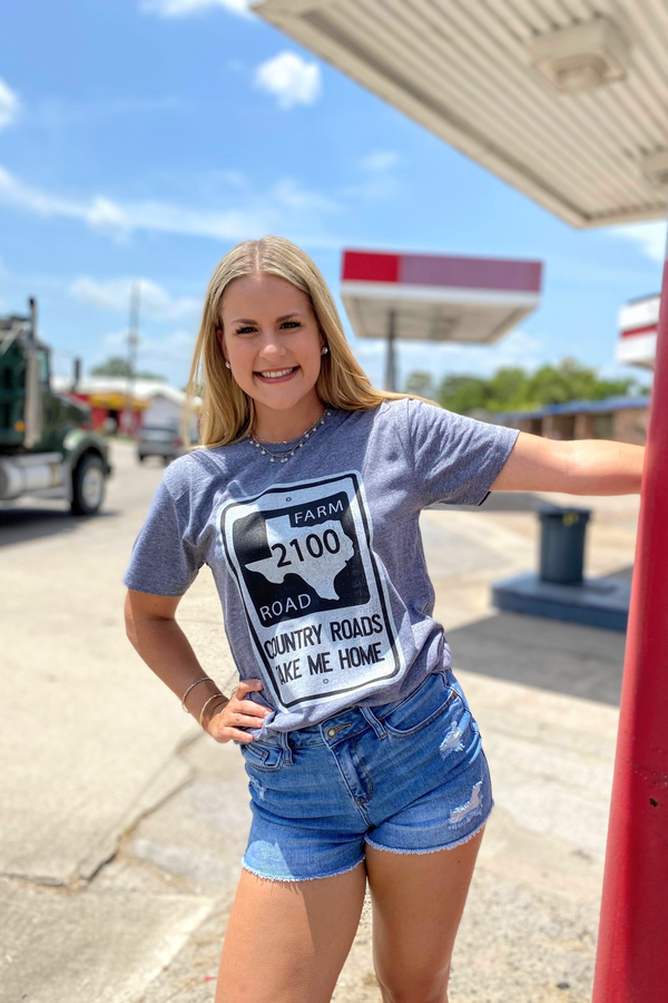 FM 2100 Country Roads Tee | Heather Grey