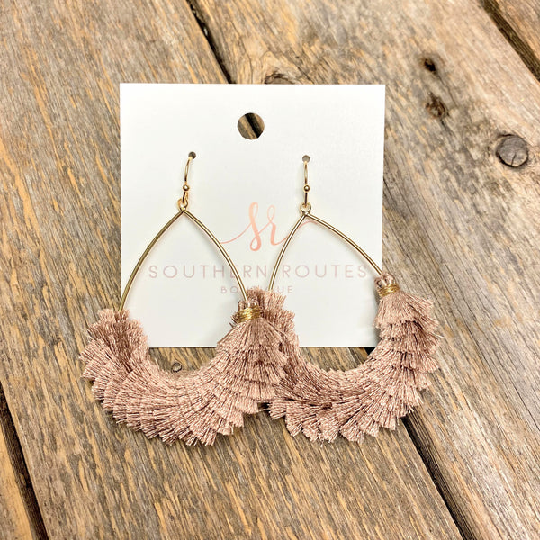 Pom Fan Teardrop Earrings | Dusty Pink