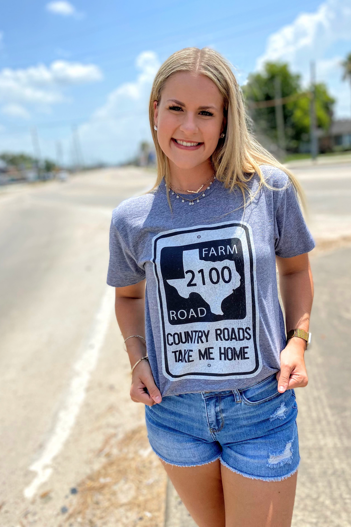FM 2100 Country Roads Tee | Heather Grey