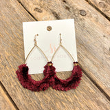 Pom Fan Teardrop Earrings | Wine