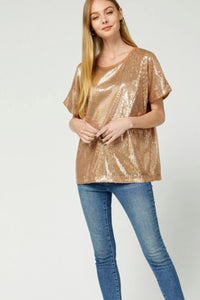 Sequin Top | Rose Gold