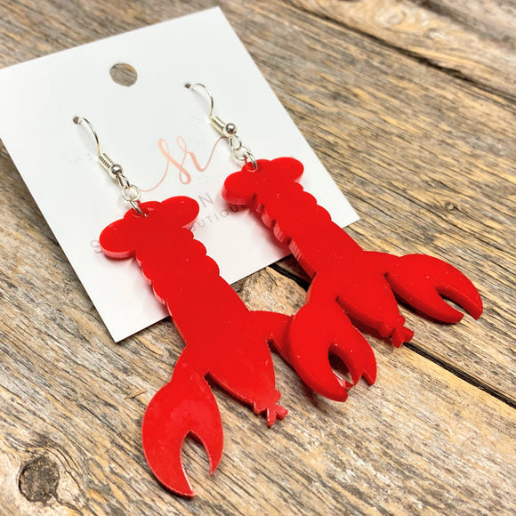 Crawfish Acrylic Earrings | Solid Red