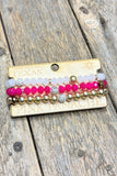 Hot Pink+Gold Stretch Bracelet Set | Pink Panache