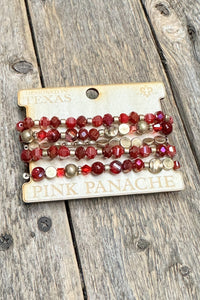 Cranberry+Gold Stretch Bracelet Set | Pink Panache