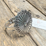 Western Hinged Bracelet | Worn Silver