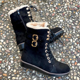 Black Suede Lace Up Boots