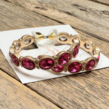 Rhinestone Hoop Earrings | Hot Pink