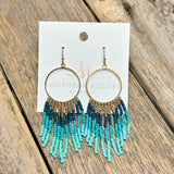 Circle Seed Bead Dangle Earrings | Turquoise