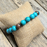 Western Beaded Stretch Bracelet | Turquoise+Copper