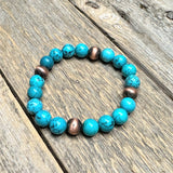 Western Beaded Stretch Bracelet | Turquoise+Copper