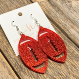 Acrylic Football Earrings | Glitter Red