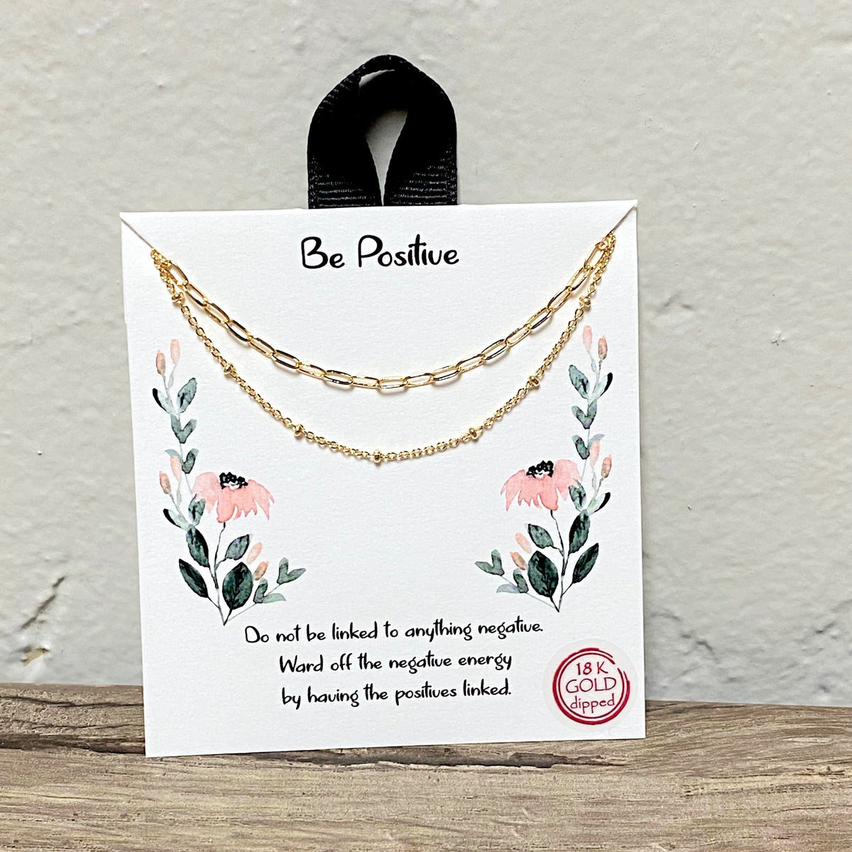 Be Positive | Gold Inspirational Necklace
