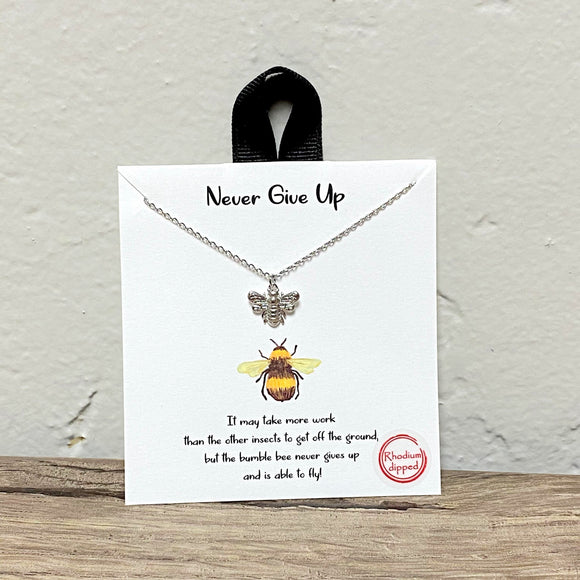 Never Give Up | Silver Inspirational Necklace