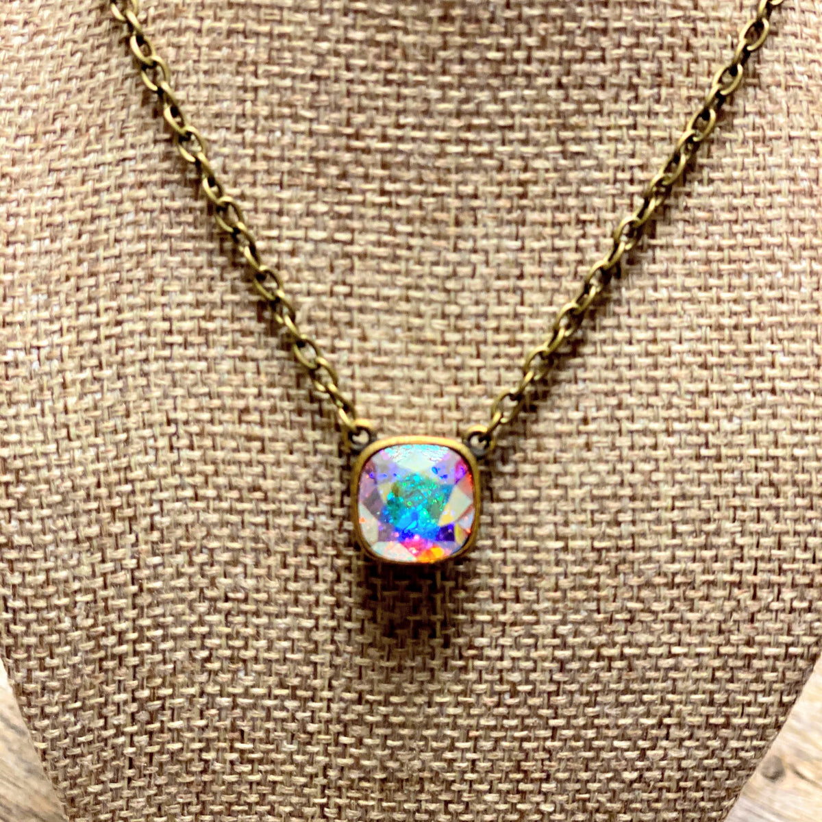 AB Crystal | Bronze Necklace | Pink Panache