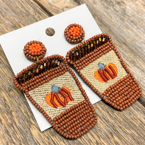 Seed Bead Pumpkin Spice Earrings