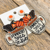 Embroidered Pumpkin Spice Season Earrings